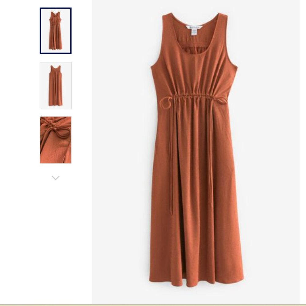 Athleta Echo Sleeveless Midi Dress NWOT in Rust